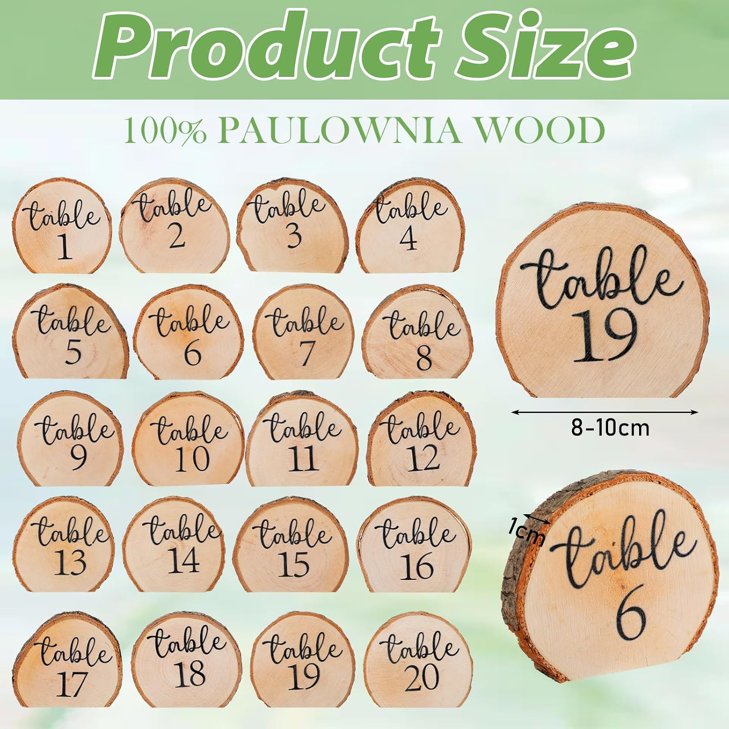 Novabright 20 Pcs 1 to 20 Numbers Rustic Wood Table Numbers Set Wedding Table Number for Wedding Centerpieces Banquet Seating Rustic Party Anniversary Event Decoration