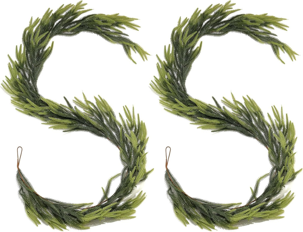 artificial norfolk pine garlands, set of 2 – showing dimensions