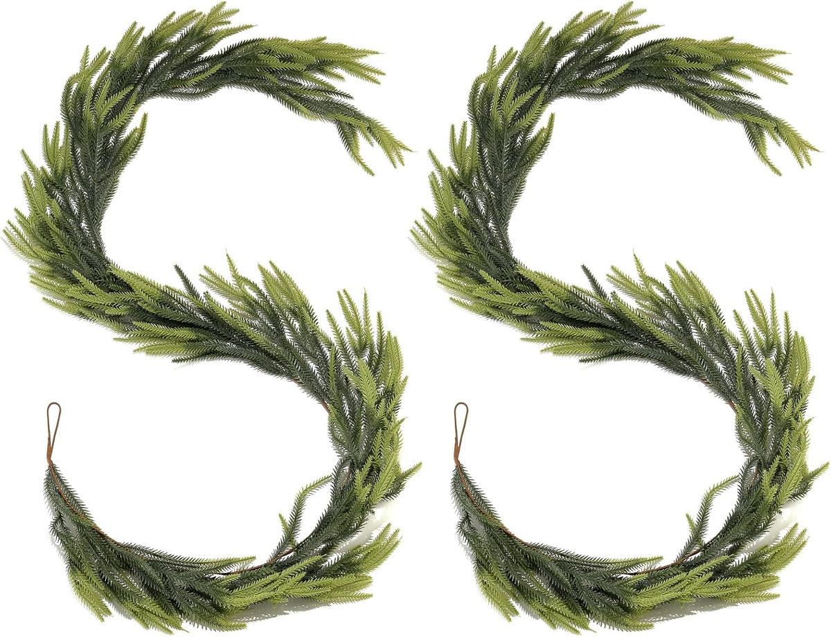 artificial norfolk pine garlands, set of 2 – showing dimensions