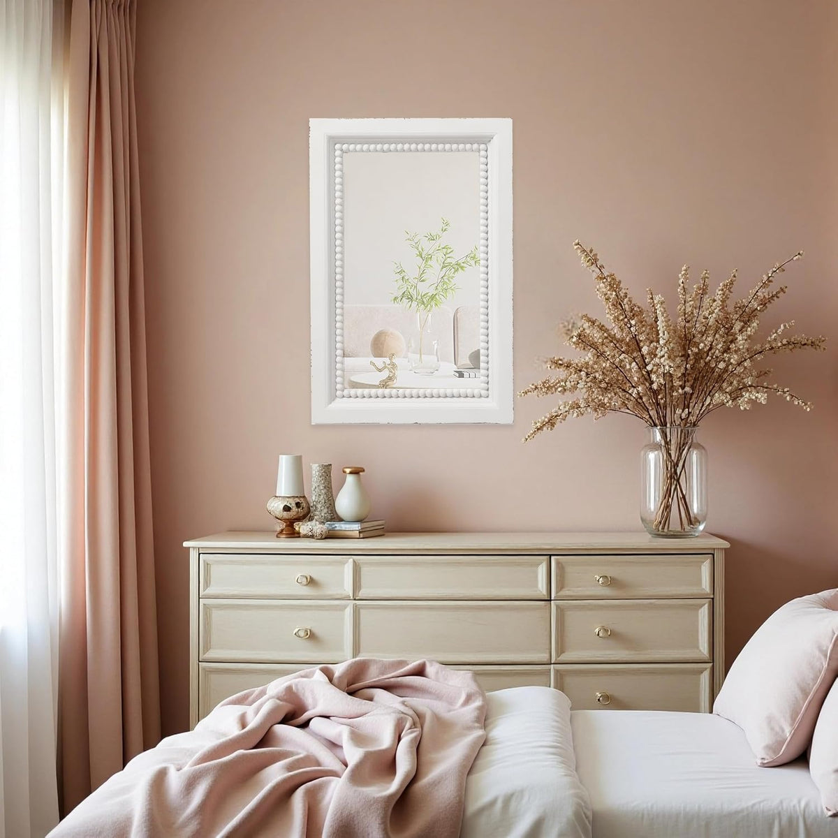boho white mirrors for wall decor 24 x, close-up detail