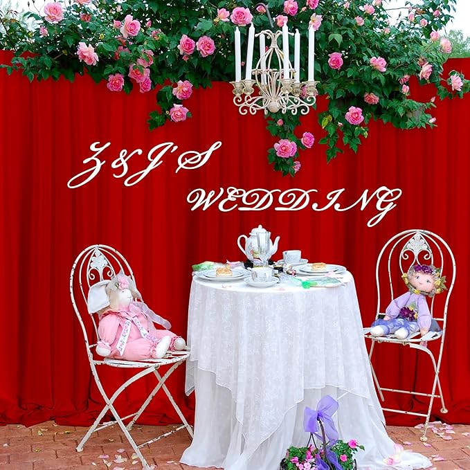 MEETSKY Red Backdrop Curtains for Party Valentine's Day Arch Stage Wedding Ceremony Red Curtains Fabric Photography Backdrop Drapes for BBirthday Party Baby Shower Christmas, 5ft x 7ft, 2 Panels