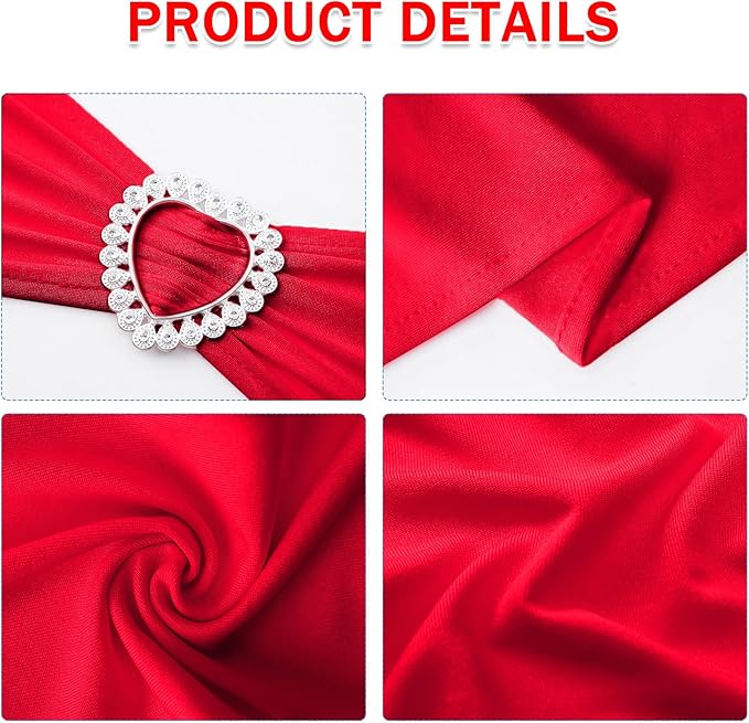 Howhic Pack of 30 Spandex Chair Sashes Bows Stretch Chair Cover Band with Buckle Slider Universal Elastic Chair Ties for Wedding Banquet Party Event Decoration (Ruby)