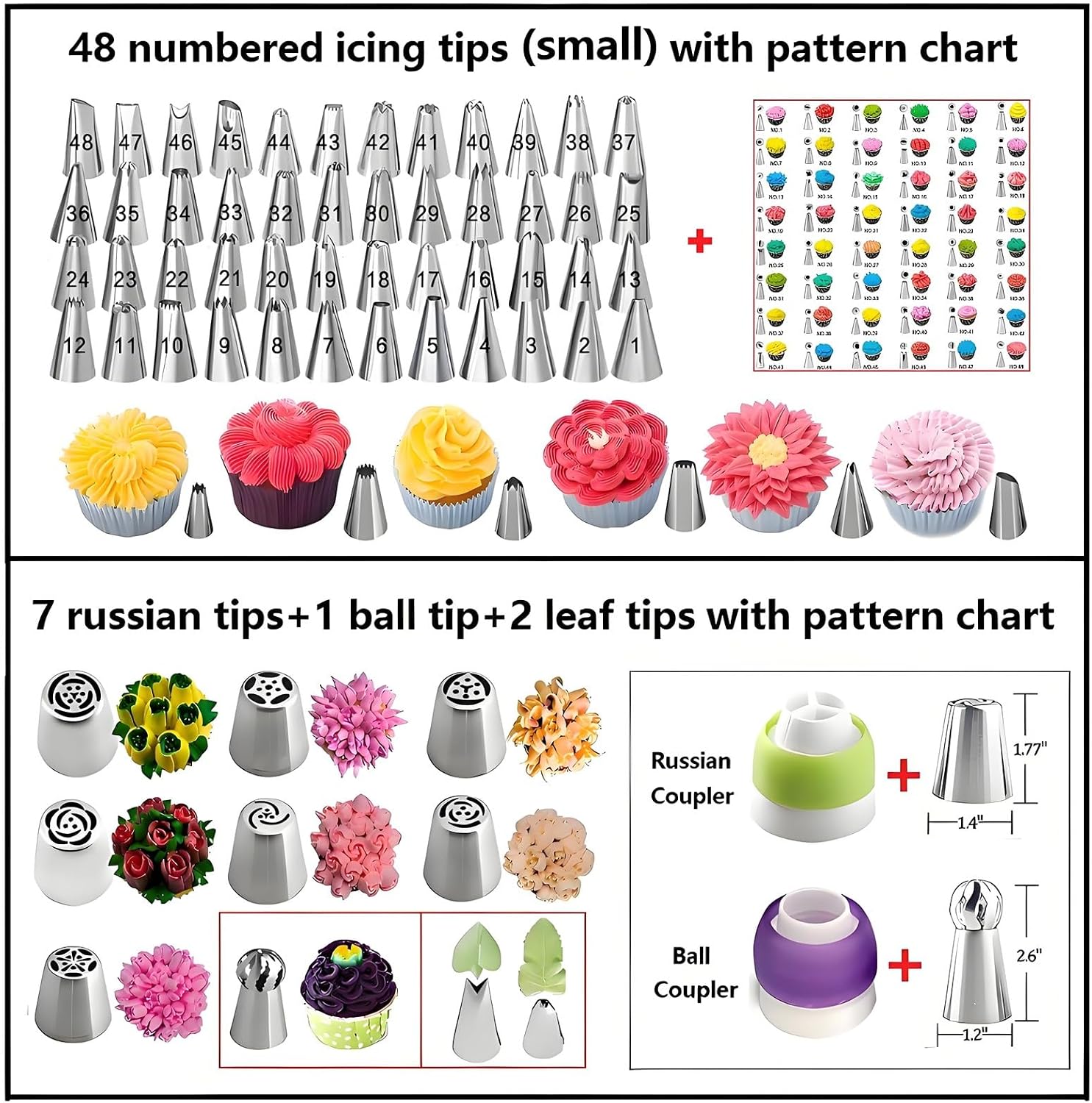 Cake Decorating Kit, 357 Pcs Baking Supplies | Aluminium Cake Turntable, Leveler, 50 Icing Tips, 8 Russian+Ball Tips, 2 Spatulas, 102 Pastry Bags, 109 Cupcake Liners & More