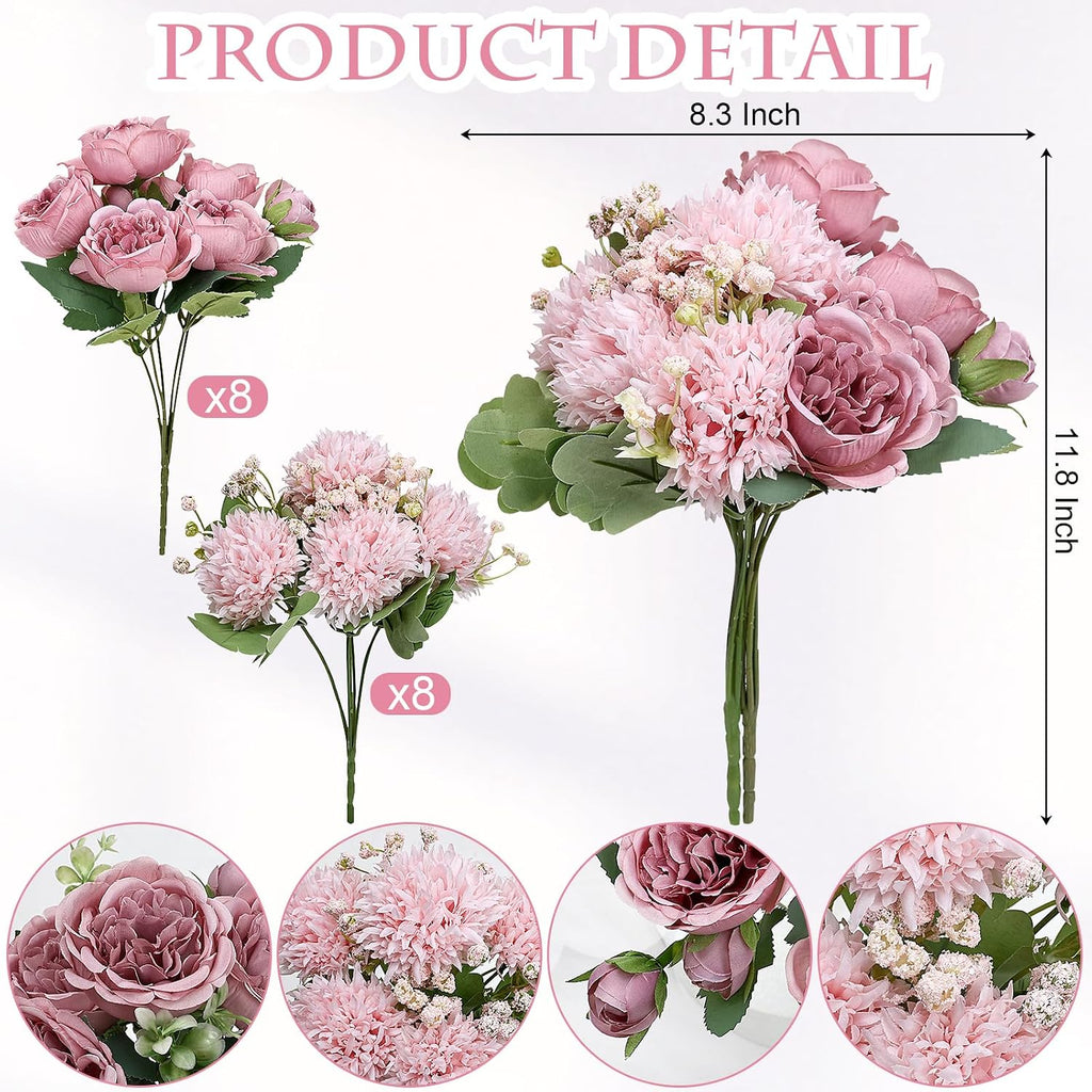16 bundles peonies artificial flowers bulk - blush shown in use