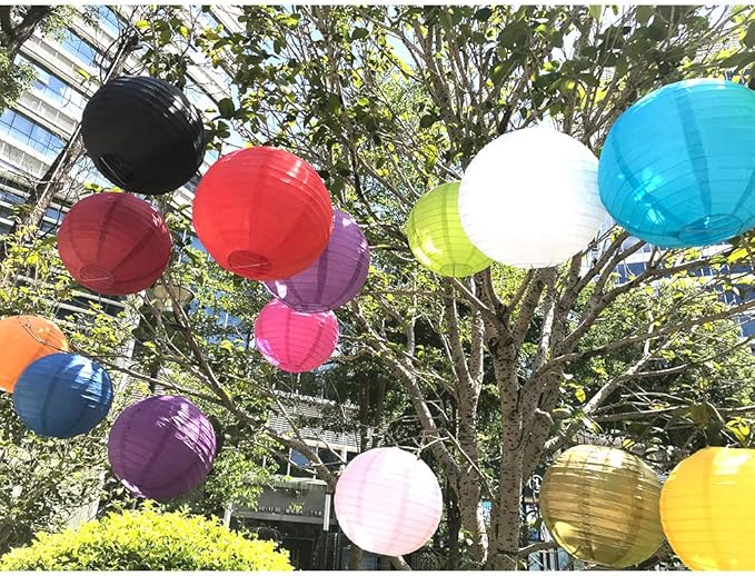 BEISHIDA Red Round Paper Lanterns Decorative Hanging Asia Chinese Japanese Paper Lanterns Lamp for Birthday Wedding Baby Bridal Shower Christmas Home Decor Party Decoration（10 Packs）
