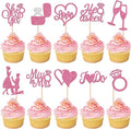 30 PCS He Asked She Said Yes Cupcake Toppers Glitter Engagement Cupcake Toppers Miss to Mrs I Do Love Heart Ring Miss to Mrs Cupcake Picks for Wedding Engagement Party Cake Decorations Supplies Pink