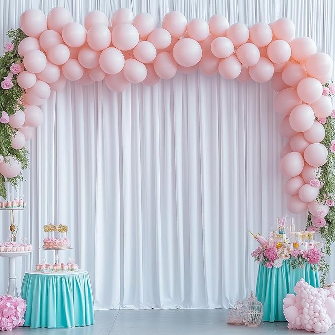 10ft x 15ft White Wrinkle Free Backdrop Curtains for Parties,Silky Polyester Fabric Wedding Ceiling Drapes, 2 Panels 15ft Photo Back Drop Drapes for Baby Shower Photography Stage Background Cloth