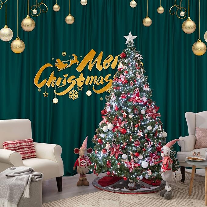 MYSKY HOME 10ft x 8ft Green Backdrop Curtains for Parties, Weddings, Stage, Baby Showers, Birthdays - 5ft x 8ft, 2 Panels