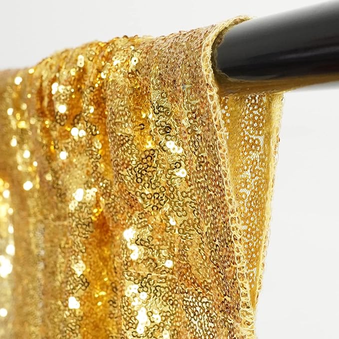 Eternal Beauty Sequin Backdrop Curtains, 2x8 Ft-2 Panels Gold Back Drop for Shimmer Photography Party Wedding Birthday Decor