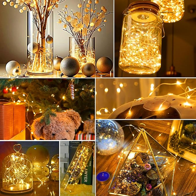 pozzolanas 50 Pack Warm White Battery Operated String Lights - 7ft Waterproof Fairy Lights with 20 LEDs for Home, Mason Jar, Party, Wedding, Halloween, Christmas Decorations