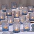 Blue Votive Candle Holder Set of 36, Flower Tea Lights Candles Holders for Wedding Table Centerpieces, Birthday Parties, Home Decor, Blue Bridal Shower and Holiday Decorations