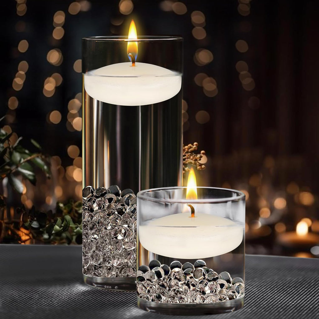 Mega Candles 24 pcs Unscented Ivory Floating Candles, Hand Poured Wax Candle 3 Inch Diameter, Home Décor, Wedding Receptions, Occasions, Festivities, Events, Meditations, Tranquility, Spa