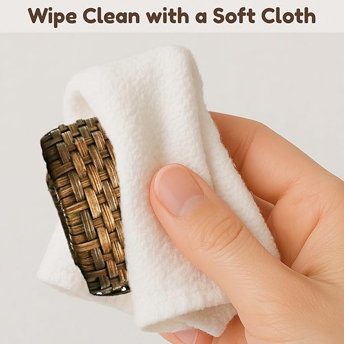 Decorative Cane Napkin Rings Set of 12 - Hand Woven Napkin Holders for Farmhouse, Rustic, Holiday, Wedding, Easter, Thanksgiving, Xmas, Boho & Fall Table Décor (Walnut) - CLEENTABLE