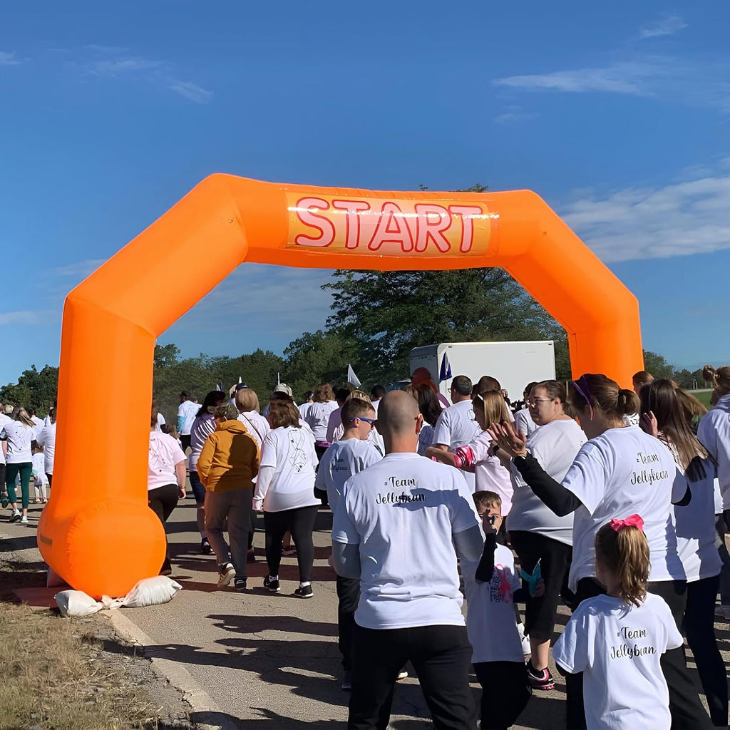 20ft start finish line inflatable arch orange with, close-up detail