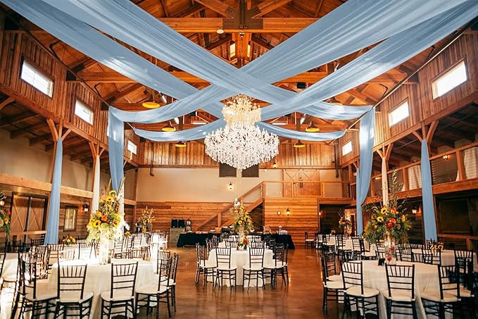 6 Panels Dusty Blue Ceiling Drapes for Wedding 5ftx15ft Ceiling Drapes Wedding Arch Draping Fabric Cheesecloth Sheer Curtain Romantic Ceiling Decorations for Weddings Party Banquet Ceremony Stage