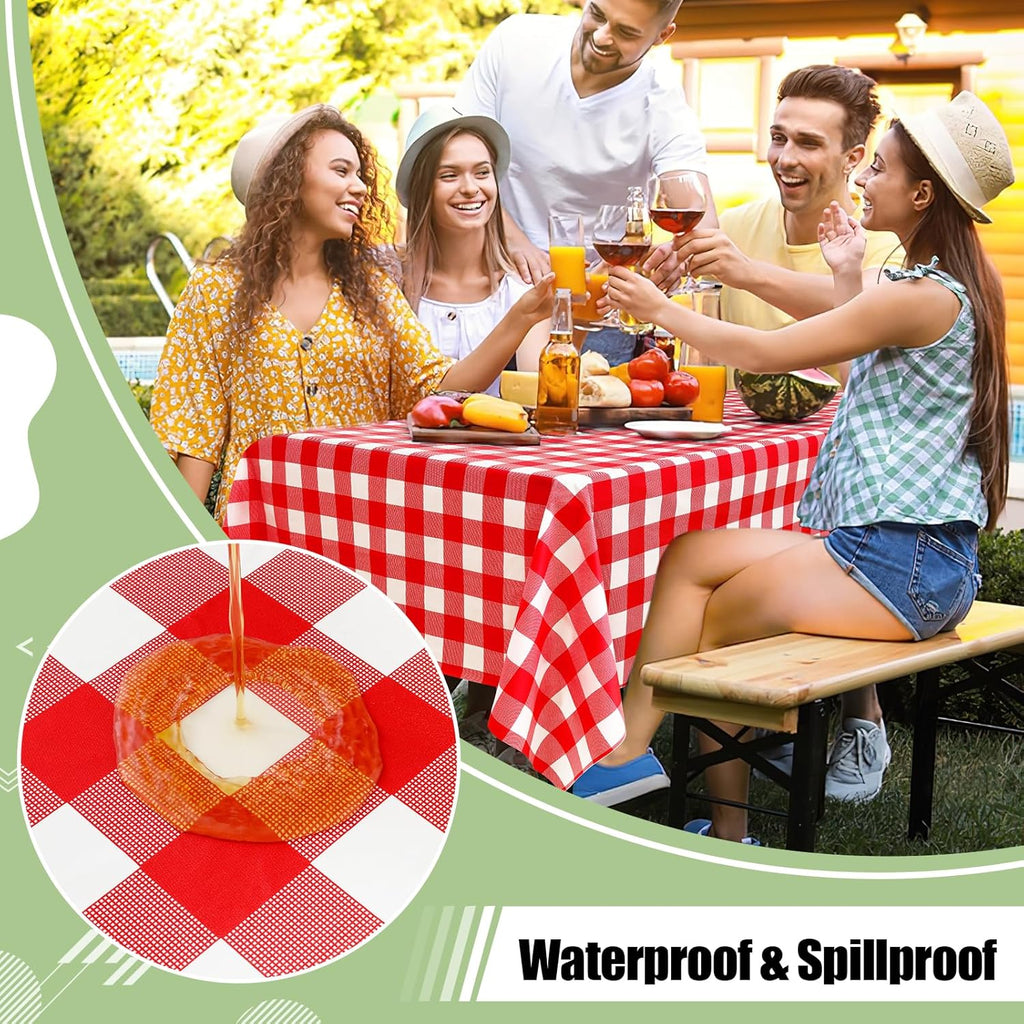 misaya 4 Packs Buffalo Disposable Table Cloth, 54 x 108 Inch Waterproof Plastic Tablecloth, Rectangle Red and White Checkered Table Covers for Picnic, Birthday, Party, Back to School
