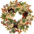 22 in fall hydrangea wreath with eucalyptus, pinecones, main product view