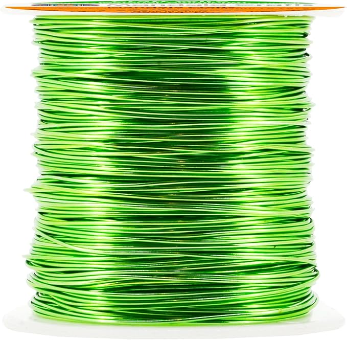 Mandala Crafts 22 Gauge Anodized Aluminum Craft Wire for Jewelry Making - 100 FT Colored Flexible Lime Green Wire - Bendable for Bonsai Armature Crafting Sculpting