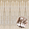 6 Pack Champagne Gold Foil Fringe Curtains Backdrop, 3.28 x 8.2 Ft Metallic Streamers Tinsel Curtains Background for Photo Booth, Birthday, Weddings, Carnivals, Graduation, Themed Party Decorations