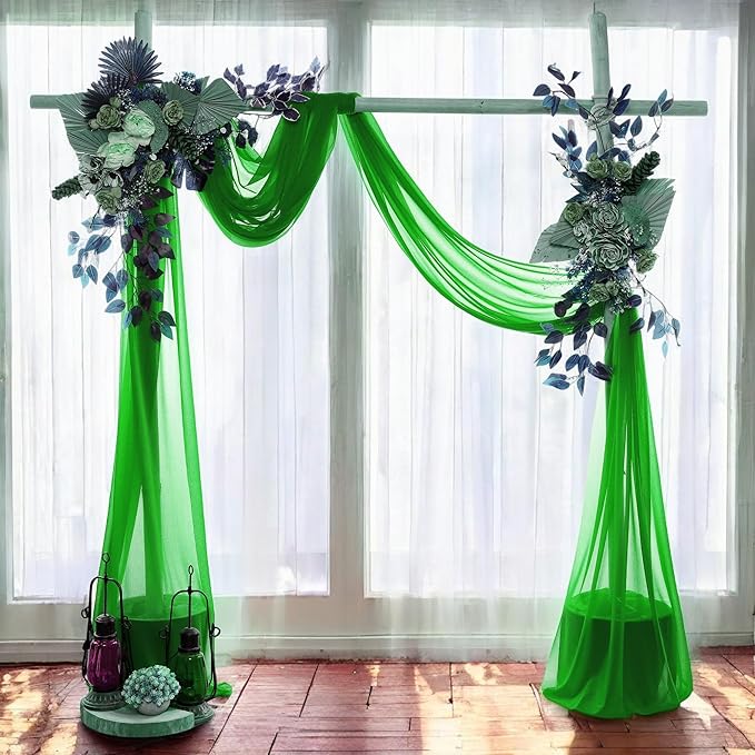 MDS Halloween Chiffon Draping Fabric - 1 Panel, 30" Wide x 50ft Long - Sheer Spooky Arbor & Canopy Drapery for Haunted House Backdrops, Party Ceilings, DIY Costumes & Themed Events - Green