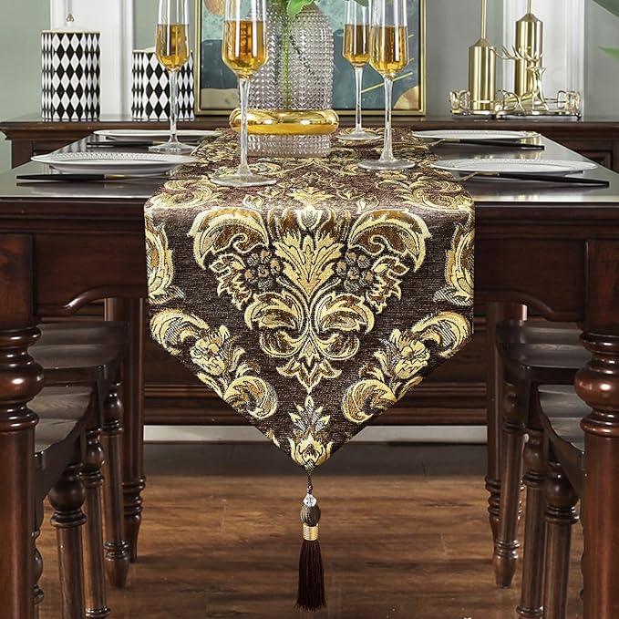 108" Table Runners Centerpiece for Dining Room Dresser Party Banquet Holiday Decorations -Dark Brown
