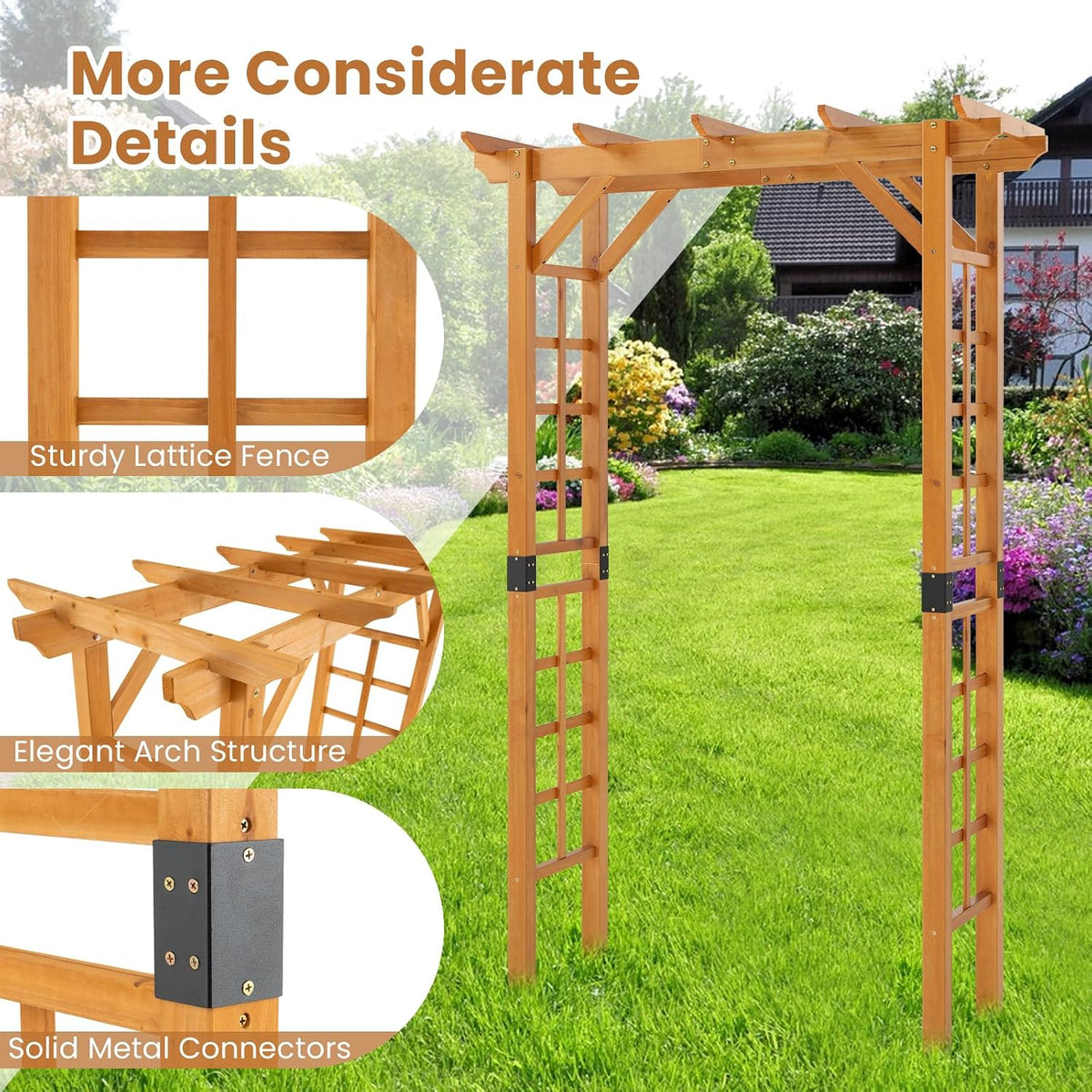 Giantex 7FT Wooden Garden Arbor Trellis, Wood Wedding Arch for Ceremony