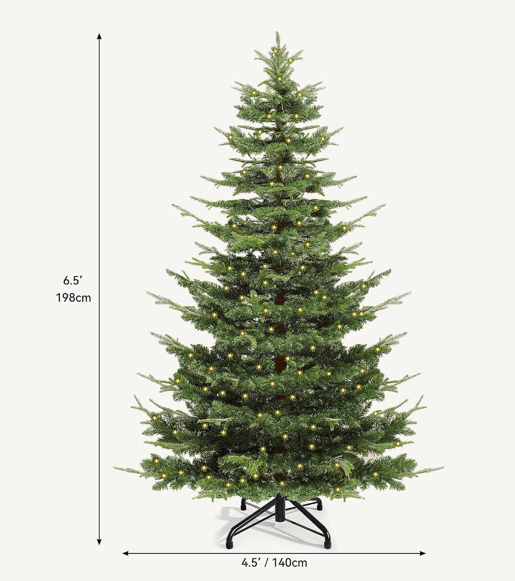 dwvo 6.5ft prelit iced aspen fir artificial christmas, close-up detail