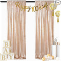 ShinyBeauty Champagne Backdrop Curtains 2 Pieces Sequin Photograph Backdrops 7FTx7FT Panels Sparkly Curtain Shimmer Fabric Background for Weddding,Prom,Birthday Backgrounds