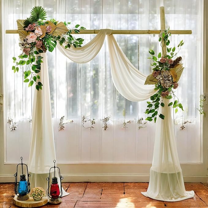 MDS Halloween Chiffon Draping Fabric - 2 Panel, 30" Wide x 40ft Long - Sheer Spooky Arbor & Canopy Drapery for Haunted House Backdrops, Party Ceilings, DIY Costumes & Themed Events - Champagne Gold