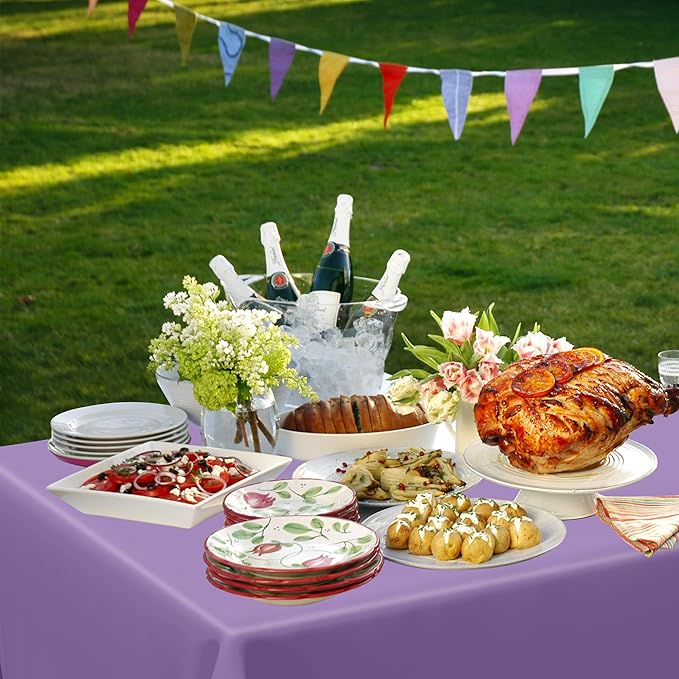 QZYL 4 PCS Plastic Table Cloth Disposable, 54x108 Inches Leakproof Rectangle Tablecloth, Heavy-Duty for Restaurant Party Decorations, Outdoor Picnic Tablecloth Congratulations Decorations