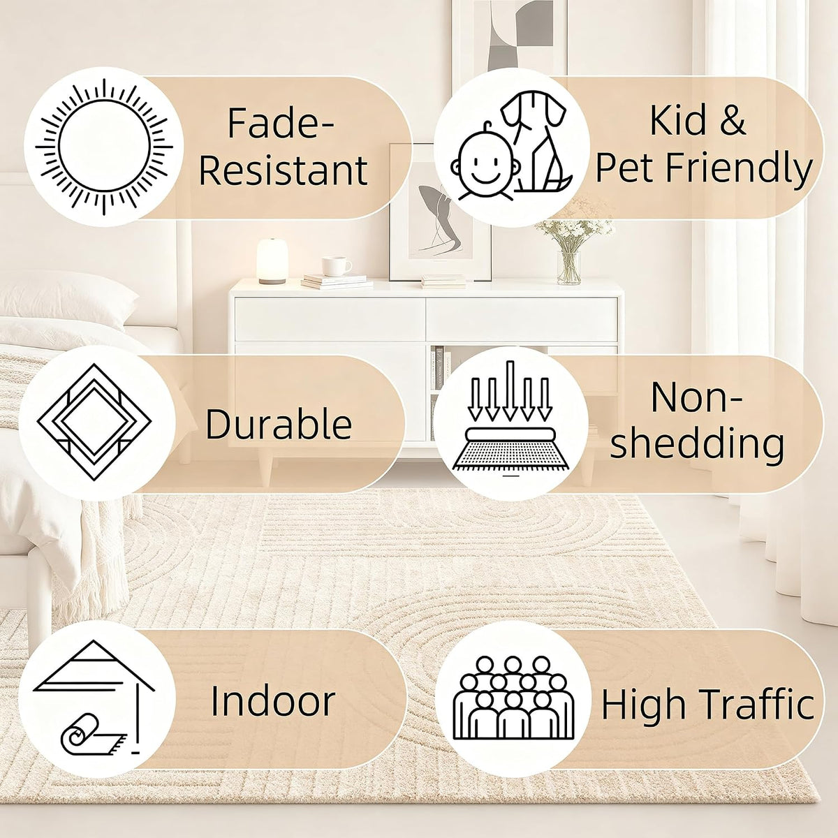 Brown Solid Area Rug 8x10, Washable Non Slip Rugs for Living Room