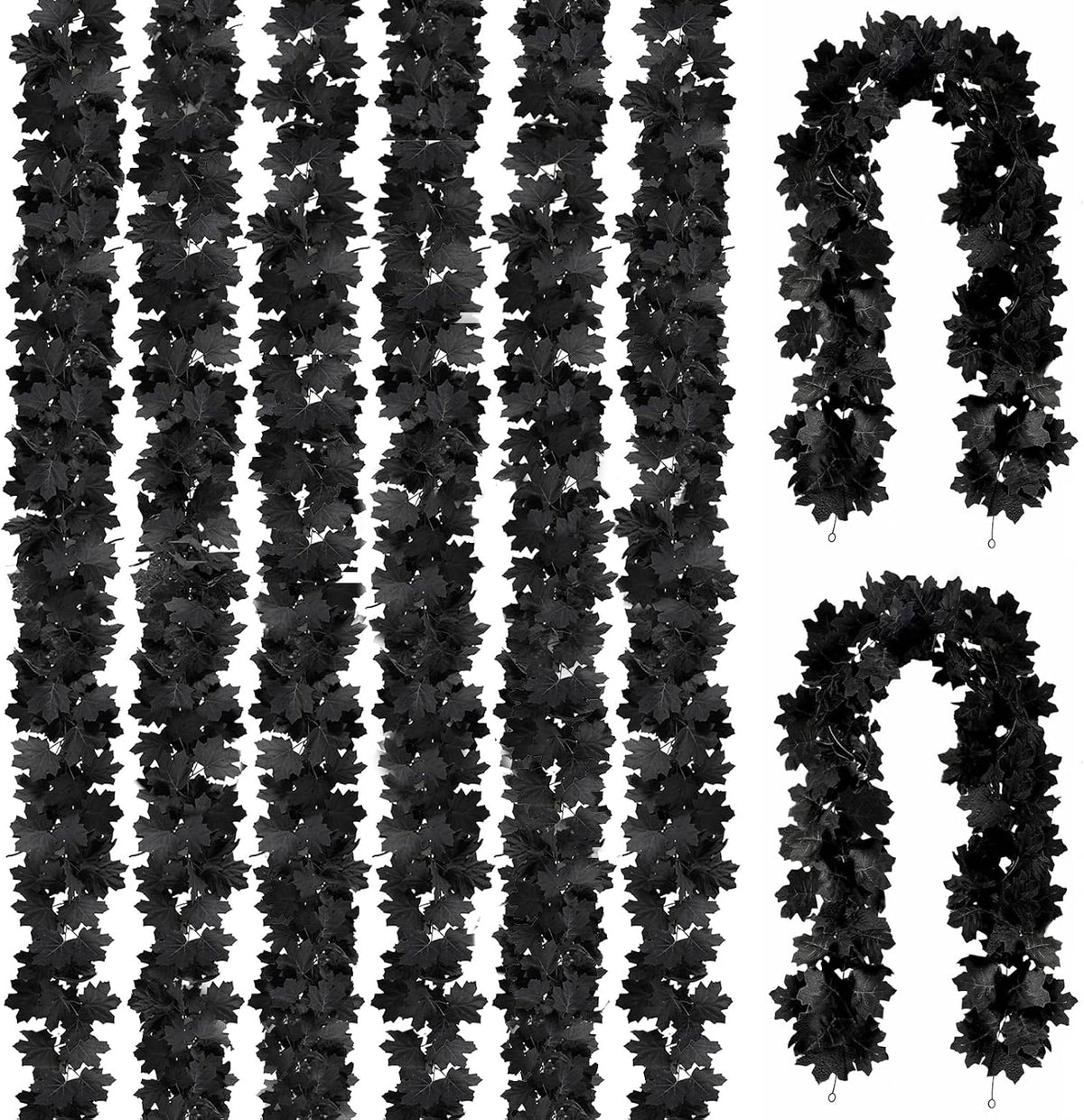 joyhalo 8 pack 5.7ft halloween garland black leaf, main product view