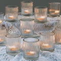 24 Pack Votive Candle Holders, Glass Tea Lights Candle Holder for Wedding | Thickened Glass 2x2.5 Inch Candle Holders, Reusable Durable Elegant Ribbed Vintage Votives For Centerpieces Party Table Decor