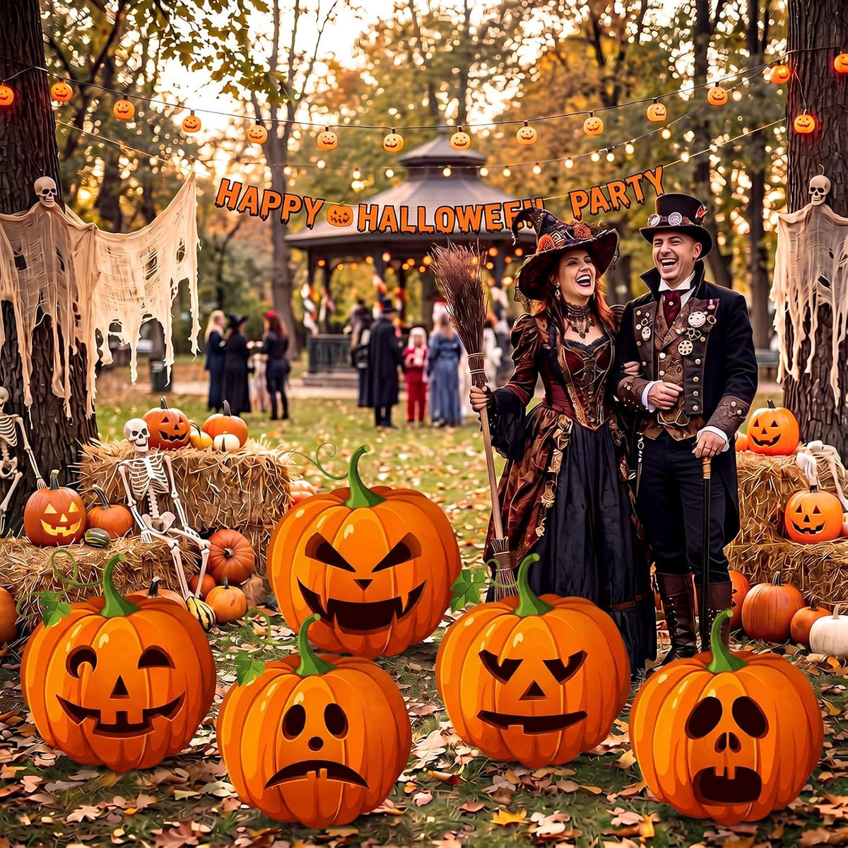 Capoda 5 Pcs Large Halloween Pumpkin Cardboard Cutouts Decor, 18.5 inch