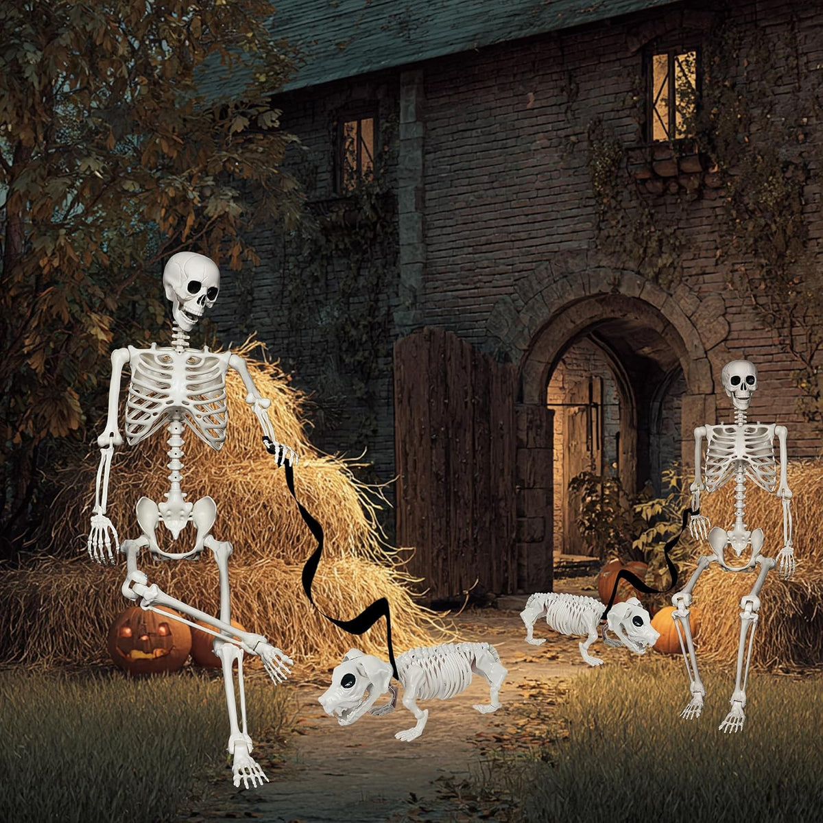 NEROSUN 5.4FT Halloween Skeletons Decoration, Posable Life Full Size Skeleton...