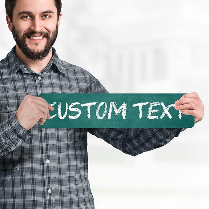 Custom Sign, Custom Street Sign, 11 Font Colors, 13 Font Styles, 4 Hole Options, 22 Sizes, 4x18 Inches, Rust Free DiBound, Fade Resistant, Made in USA by My Sign Center (Chalkboard Green)
