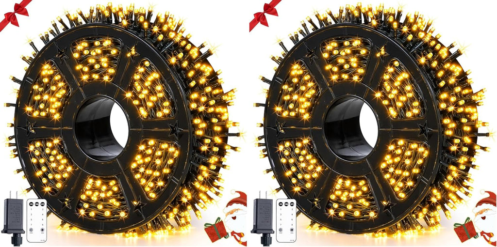 JMEXSUSS 1000LED Green Wire String Lights Warm White (Pack of 2)