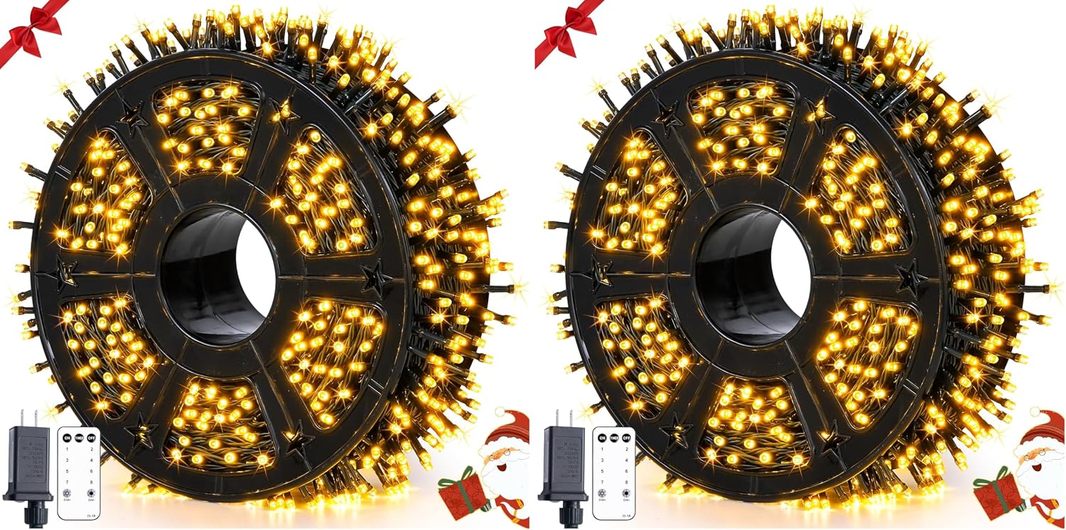 JMEXSUSS 1000LED Green Wire String Lights Warm White (Pack of 2)