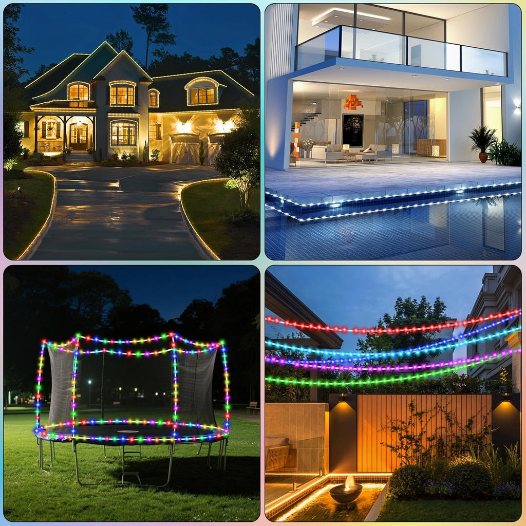 (New) RGB Color Changing Rope Lights, 33FT 100LED Outdoor String Lights with Remote, 18 Colors Plug in Waterproof Tube Lights for Indoor Outdoor, Wedding, Christmas, Patio, Party Decor