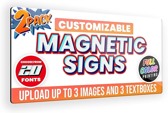 2-Pack,12"x24" Custom Magnet Signs in Full Color for Business and Advertising, 30 mil Customized Vinyl Car Magnets, Personalized Magnetic Sheets for Company Storefront & Vehicles (Rounded Corners)