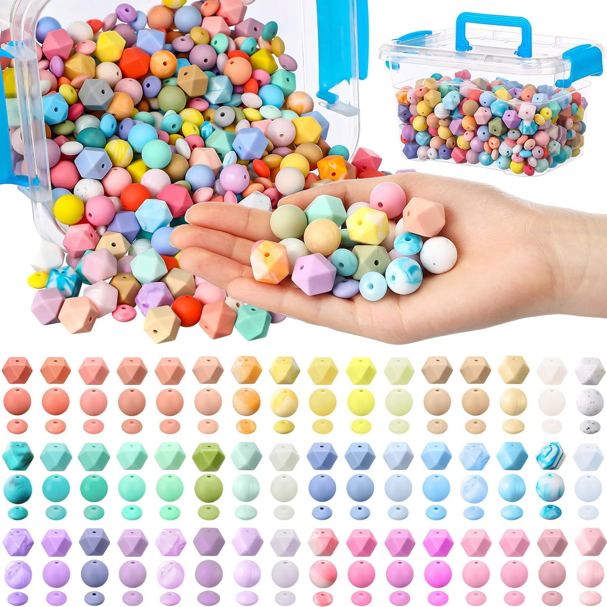 hotop 624 pcs silicone beads, 48 colors for, main product view