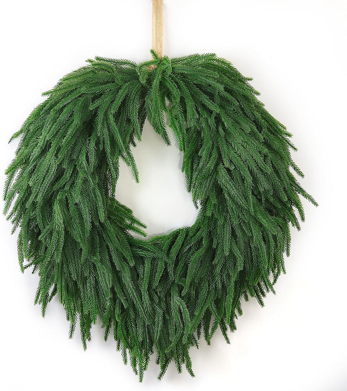 24" norfolk pine christmas wreath for front door, main product view