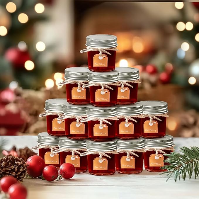 ComSaf Small Mason Jars 2 oz, 48 Pcs Mini Mason Containers, Small Canning Jars, Mini Glass Jar with Lids for Ginger Shots, Honey, Jams, Sauces, Spices, DIY Candle Decor, Wedding & Baby Shower Favors