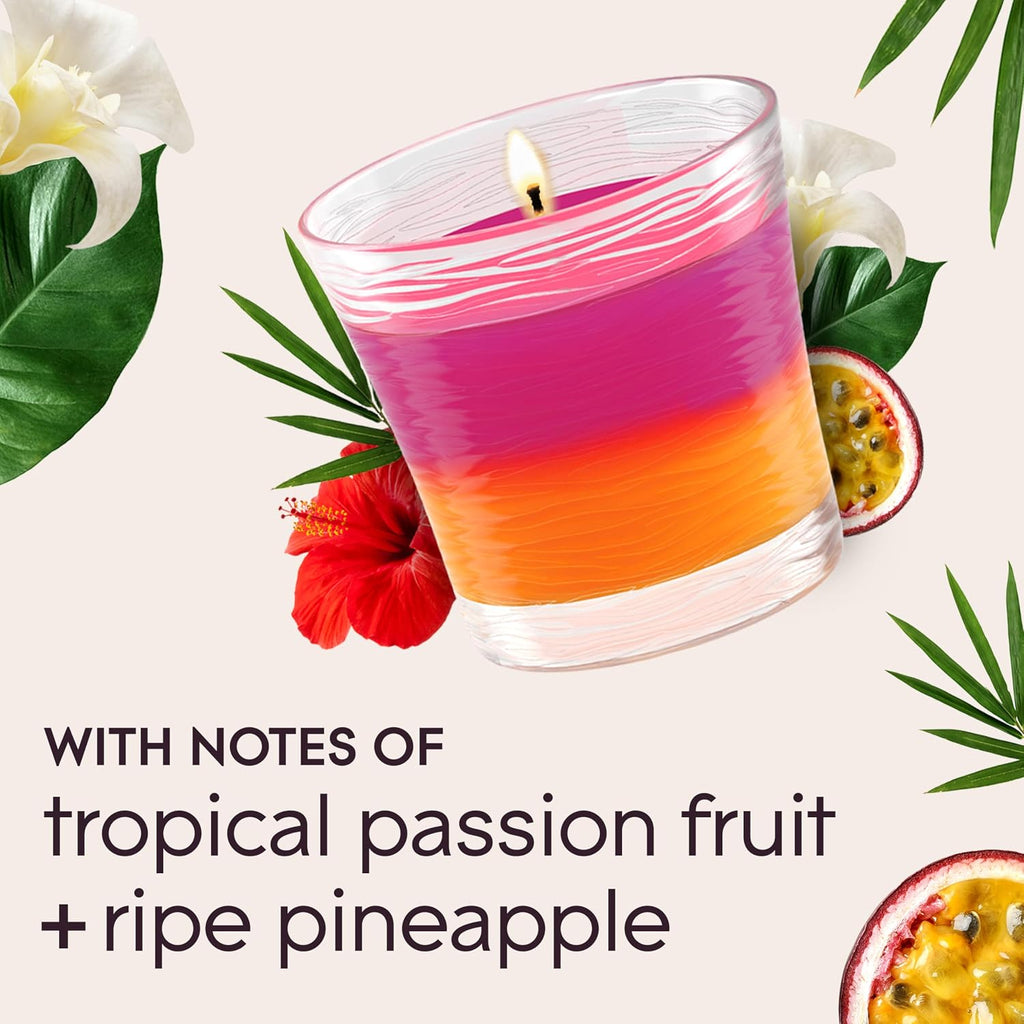 Glade 1-Wick 2in1 Scented Candle Jar, Hawaiian Breeze & Vanilla Passion Fruit, Air Freshener Infused with Essential Oils, 4.08 Oz, 2 Count