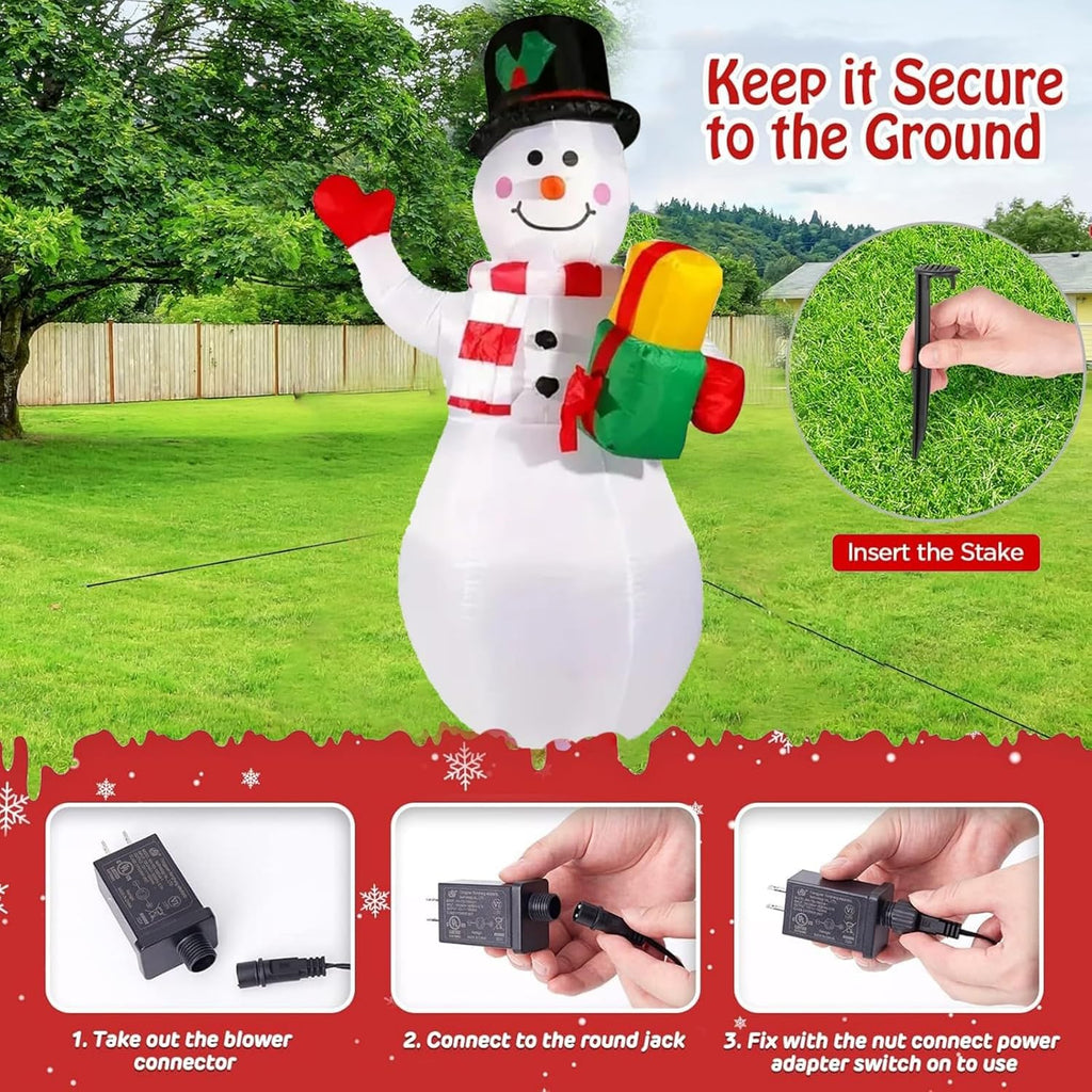5 ft christmas inflatables snowman outdoor decorations, blow on a desk or shelf