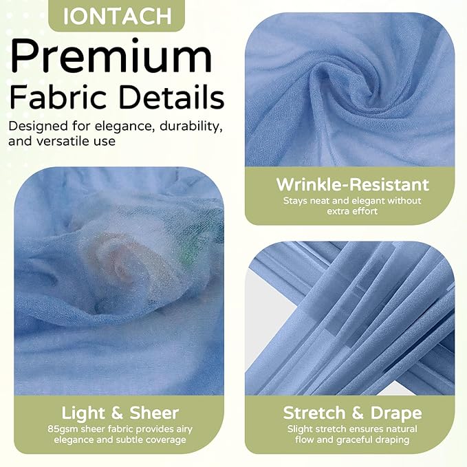 Wedding Arch Draping Fabric 29" x 19Ft Sheer Drapes for Backdrop Wedding Ceremony Reception Ceiling Decor Curtain Baby Bridal Shower Decoration (Dusty Blue, 1 Panel)