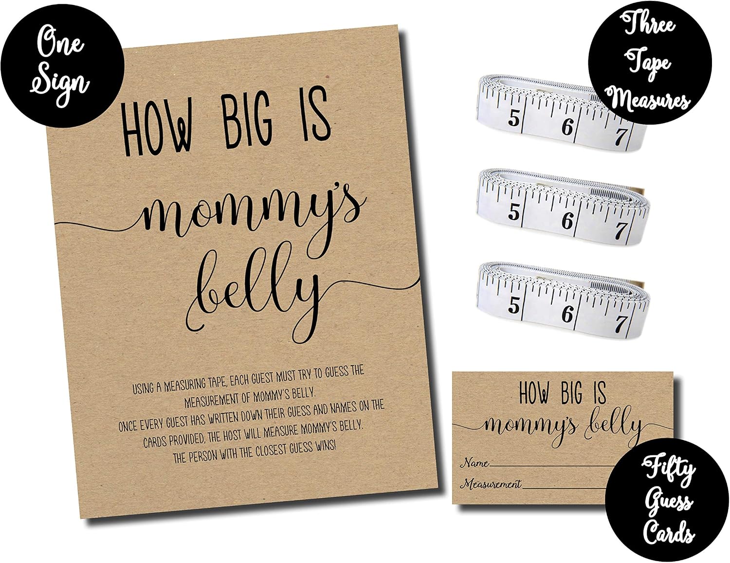 All Ewired Up How Big is Mommy's Belly? Kraft (54 Pieces) Fun, Easy Baby Shower Game, Gender Neutral Unisex