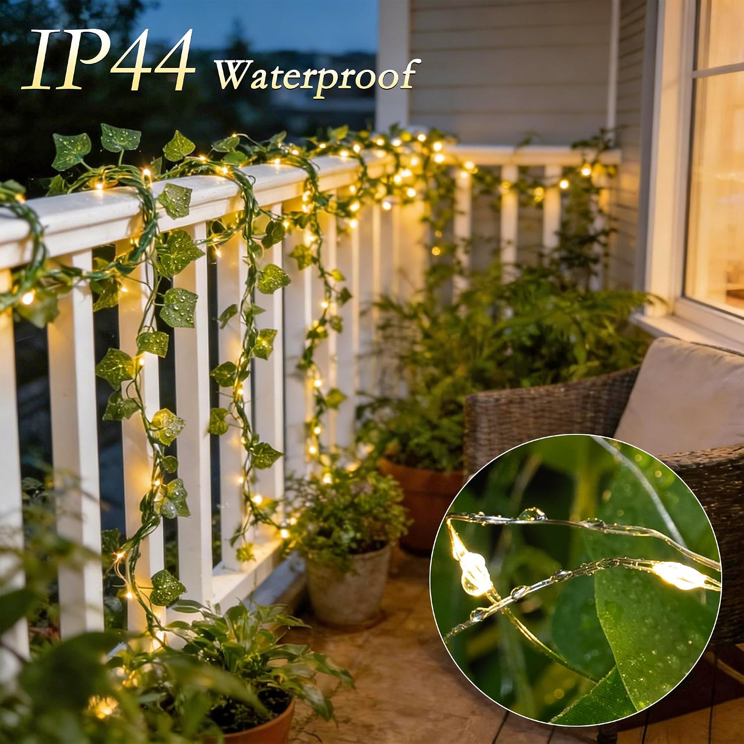 Ivy Vines with Fairy Lights, 200 LED Vine Lights with Remote and 8 Lighting Modes, Ivy Curtain Lights for Bedroom Wall Wedding Party Garden Decor, 6.6ft x 6.6ft
