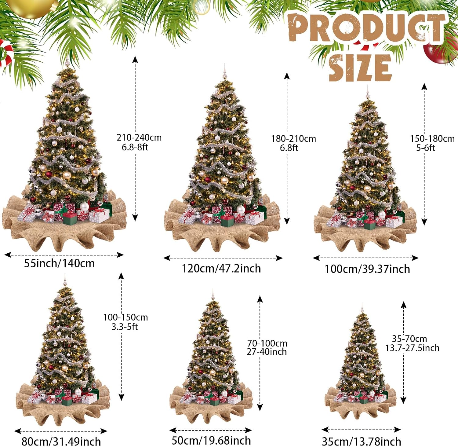 Tatuo 31 Inch Large Christmas Tree Skirt Decorations Fit 3.3~5 ft Xmas Tree Linen Burlap Trees Skirt for Christmas Xmas New Year Party Holiday Family Winter Home Indoor Outdoor Decor (Linen Color)