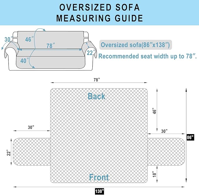 Reversible Oversized Sofa Covers Couch Cover Furniture Protector for Dogs Elastic Straps Water Resistant(XLSofa,Chocolate/Chocolate)